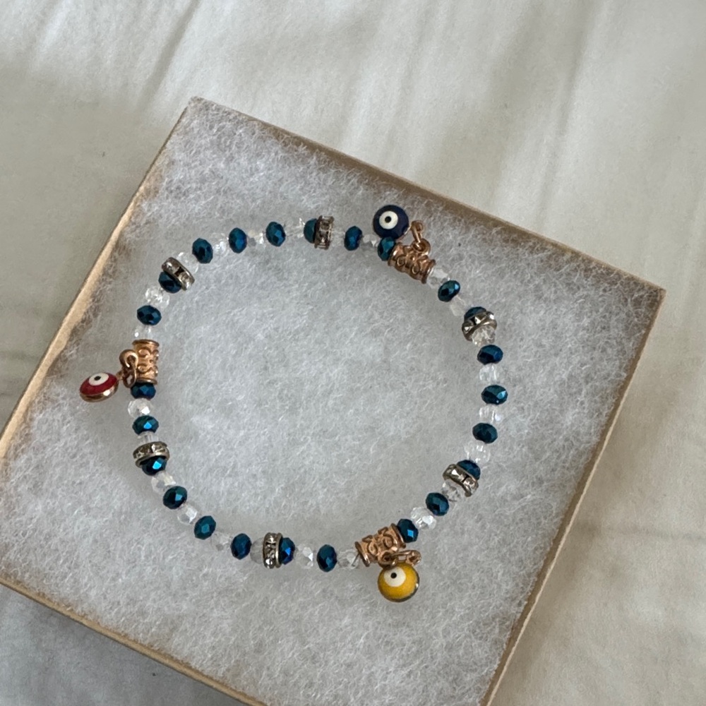 Blue Evil Eye Beaded Bracelet